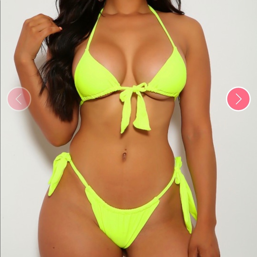 Neon Yellow Side Tie Bikini